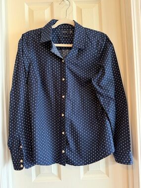 Nautica Navy Blue Polka Dot Button-Down Shirt